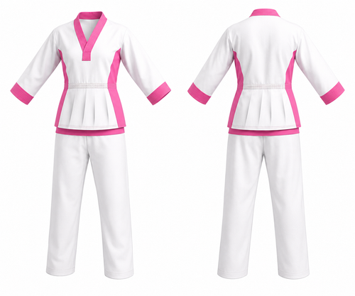 Flowkai Women’s Martial Arts Training Uniform - White & Pink